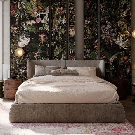 Modern Linen Upholstered MDF Bed – Elegant Design and Customizable Dimensions  BED-044