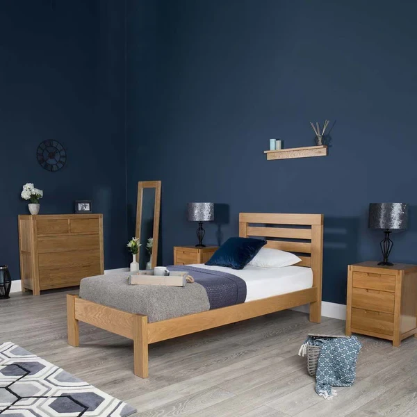 Natural Beech Wood Bed – Solid Frame with High-Quality Finish  BED-020