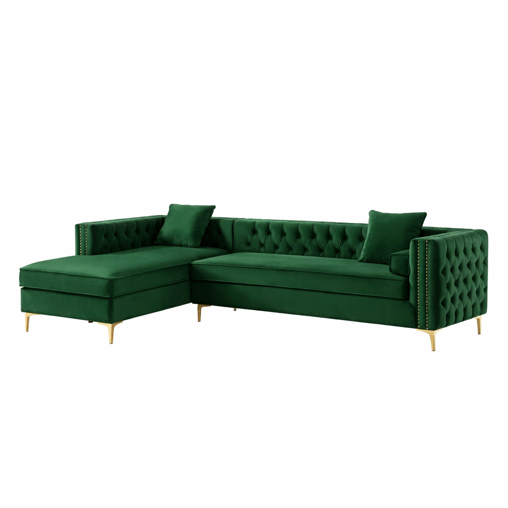 Modern Corner Sofa – Beech Wood Frame – High-Density Foam 36 kg/m³ – Linen or Velvet – CRS-080