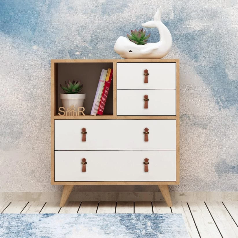 وحدة ادراج -ابيض وبيج - 60*75*37سم