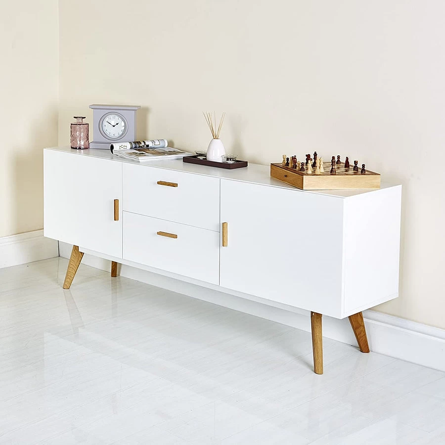 بوفيه _ ابيض وخشبي _160*75*40سم