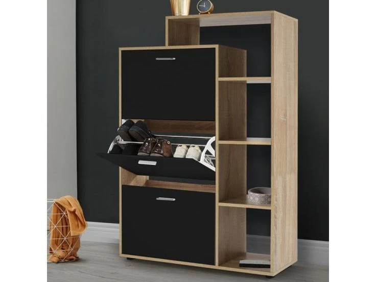 SHC-008 shoe Cabinet - Black and Beige -125×90×30 cm