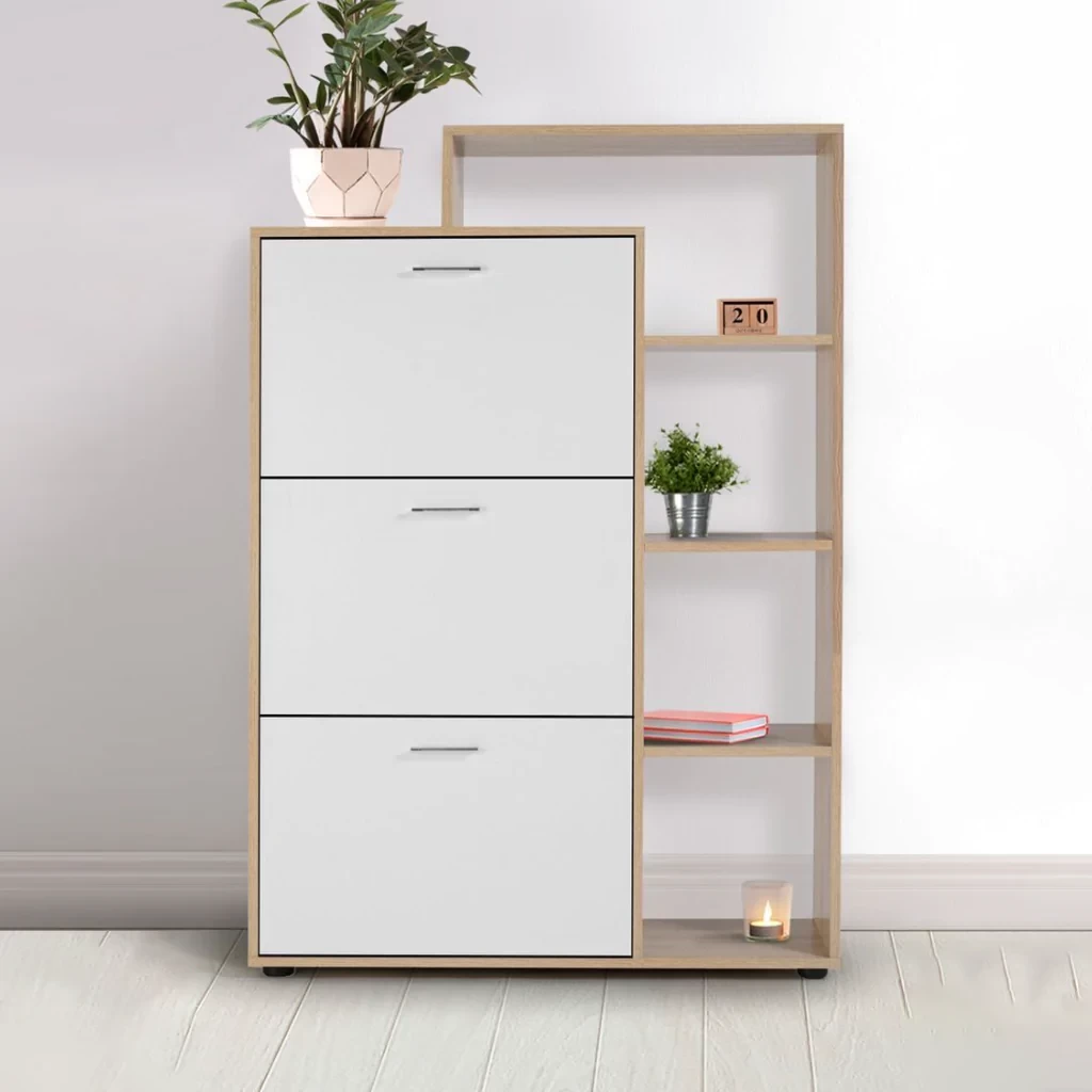 Shoe Cabinet - White and Beige -125×90×30cm-SHC-011
