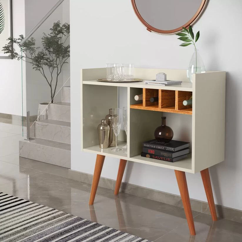 Coffee Corner - White and Beige - 100×80×35 cm | Modern & Stylish Coffee Station-STG-004