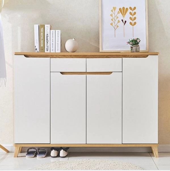 Shoe Cabinet - White and Beige - 140 × 40 × 100 cm - SHC-024