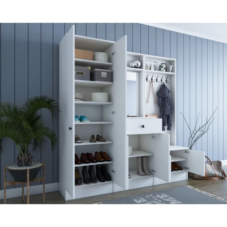 "Integrated Entryway Unit - White - 180 cm Width - SHC-042"