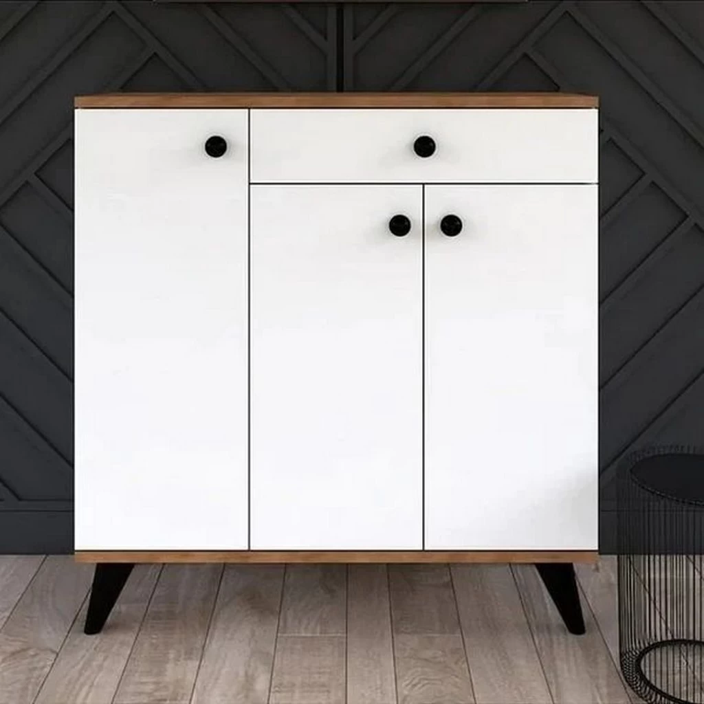 Shoe Cabinet - White and Brown - 90x35x95 cm-SHC-045