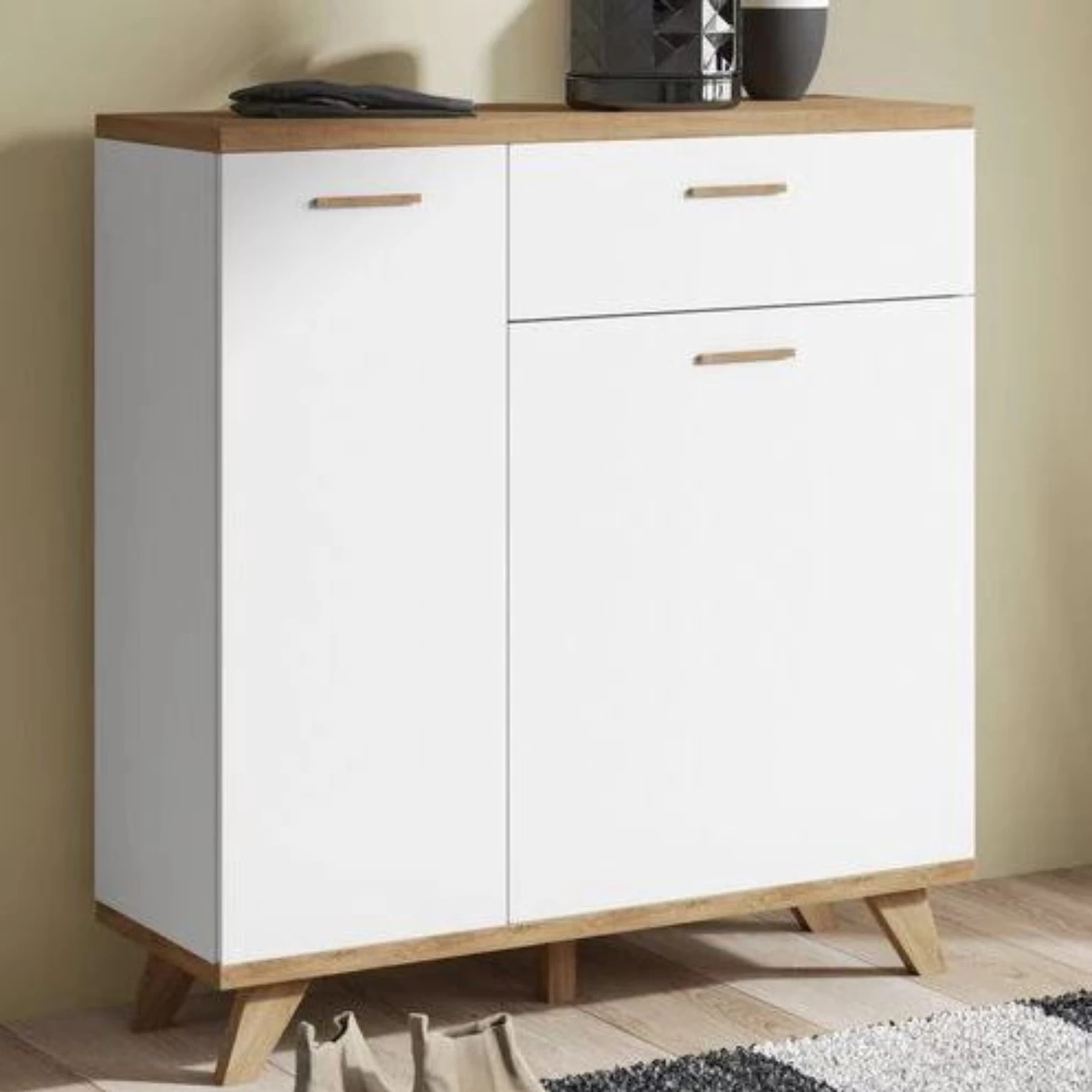 Shoe rack 120x 115 x 40 cm- White & beige-SHC-066