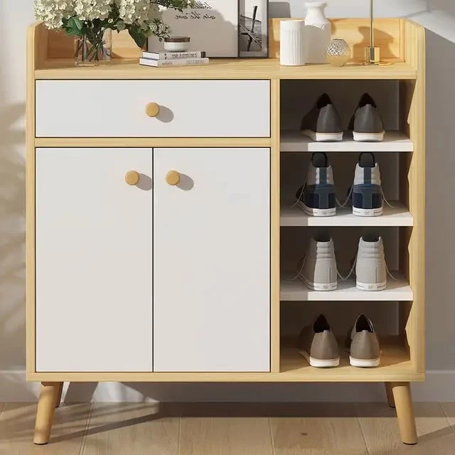 Shoe Cabinet - White and Beige - 100×110×35 cm-SHC-083