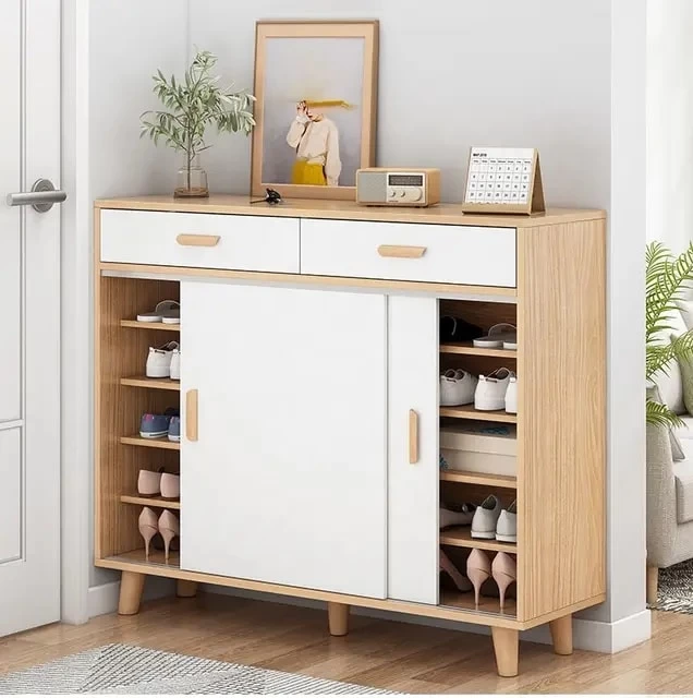 Shoe Cabinet - Beige and White - 120×120×35-SHC-085