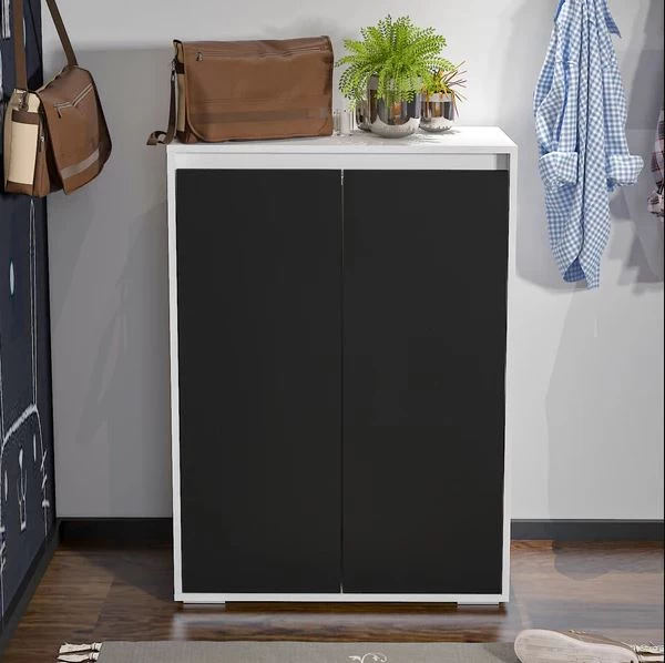 Shoe Cabinet - White and Black - 80×112×35 cm-SHC-086