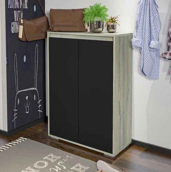 Shoe Cabinet - Black and Oak Veneer - 80×112×35 cm-SHC-087