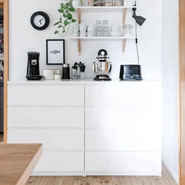 Drawer unit&2 shelves - White - 120 x 100 x 40 cm-STG-036-