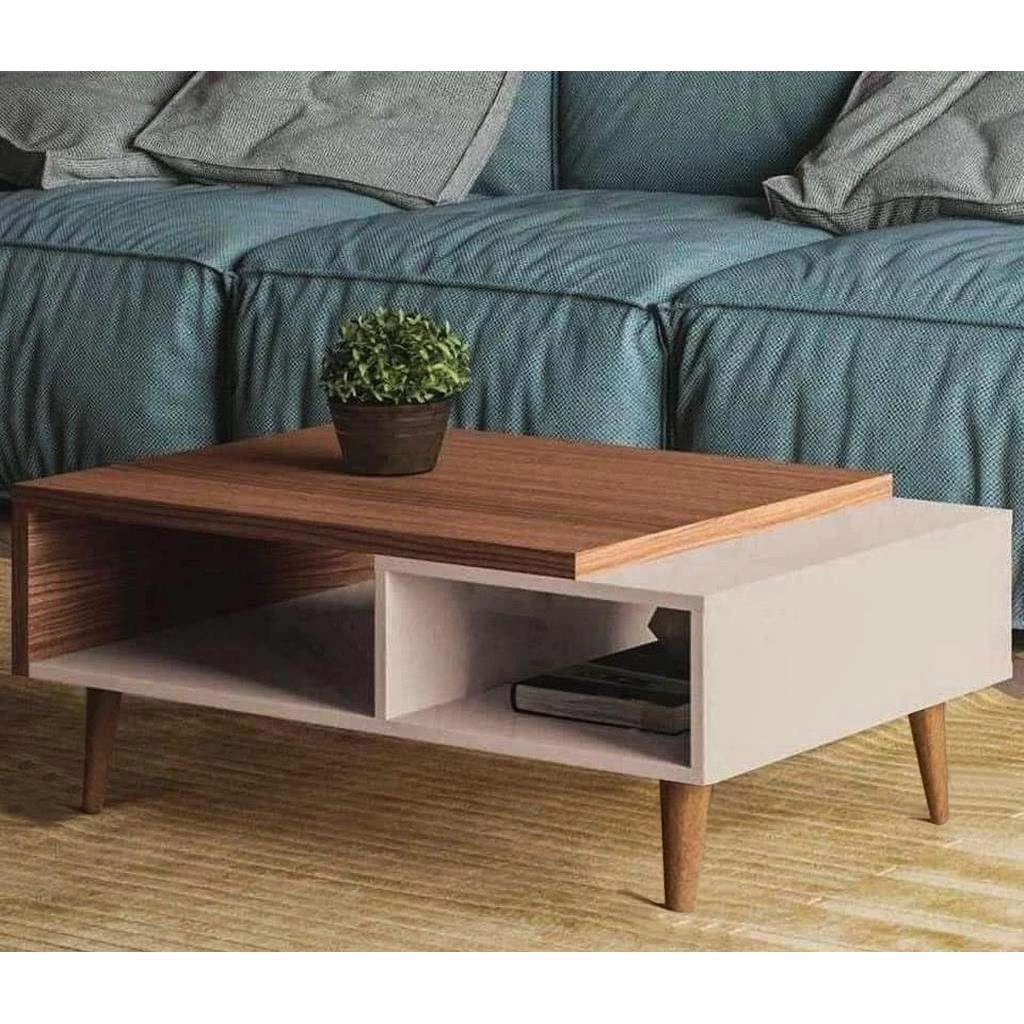 Coffee Table White and Brown - 45x100x50 cm-CFTW-001