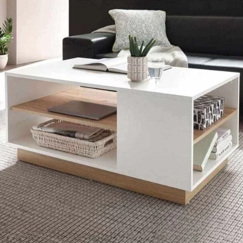 Coffee Table - White&Beige - 50x90x42 cm-CFTW-003