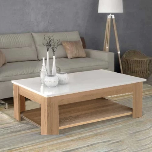 Coffee Table - White&Beige - 100x50x45 cm-CFTW-004