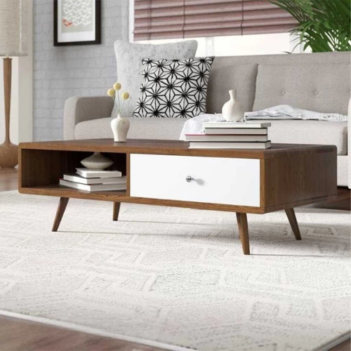 Coffee Table - White & Brown - 40x60x100 cة-CFTW-006