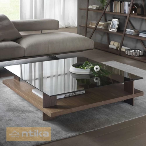 Coffee Table - Brown And glass- 45x100x100 cة-CFTW-008