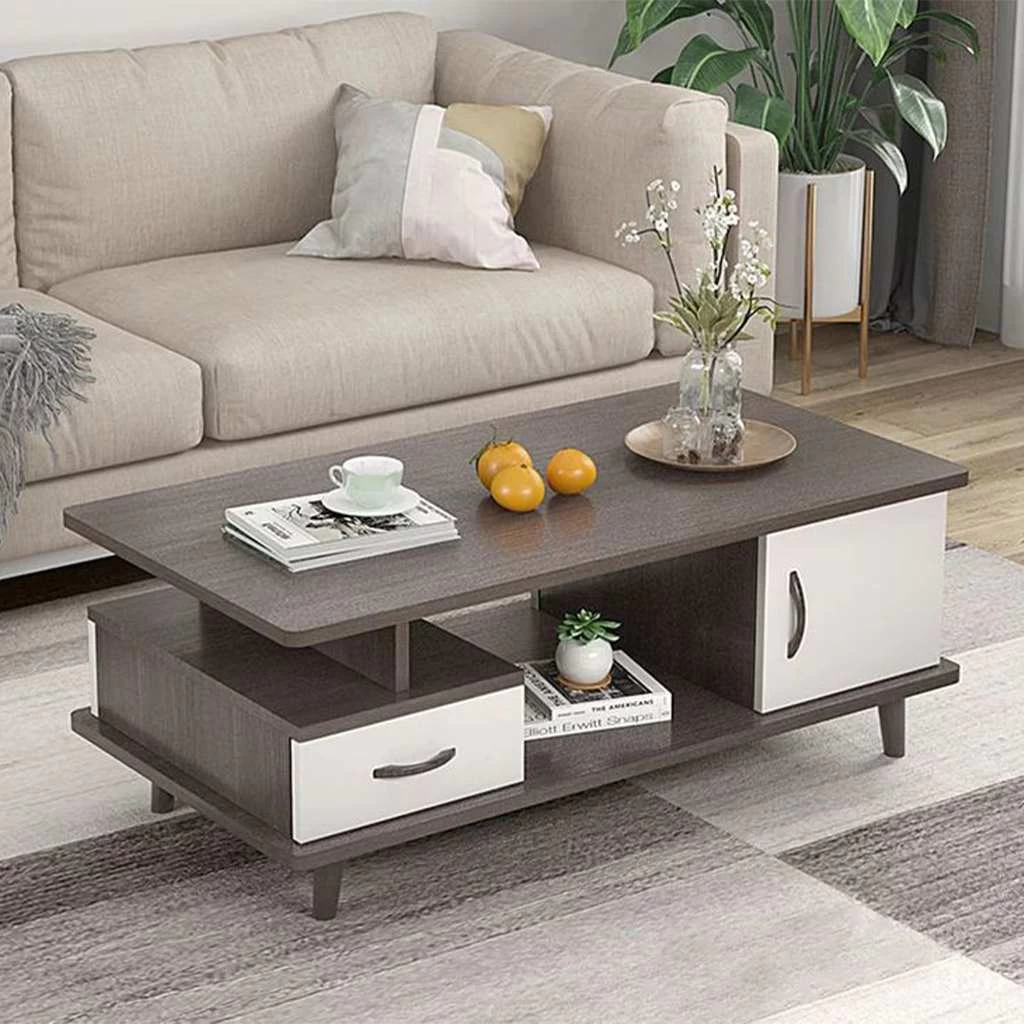 Coffee Table - White & Brown - 100x50x45 cة-CFTW-009