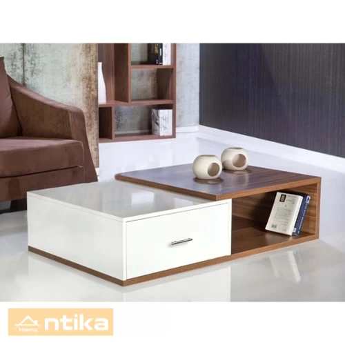 Coffee Table - White & Brown - 100x50x40 cة-CFTW-010