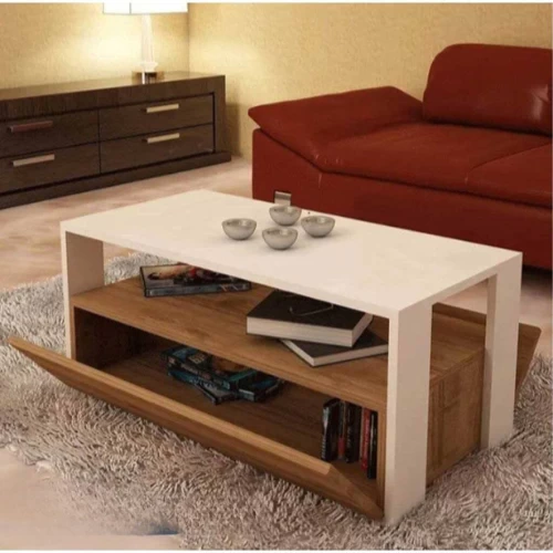 Coffee Table - Beige & white - 50x100x50 cة-CFTW-025