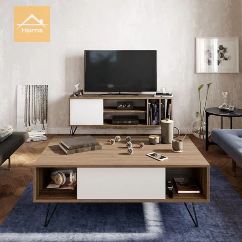 Coffee Table&Tv Table-White and Beige- 50x100x45cm& 30x140x55cة-CFTW-028