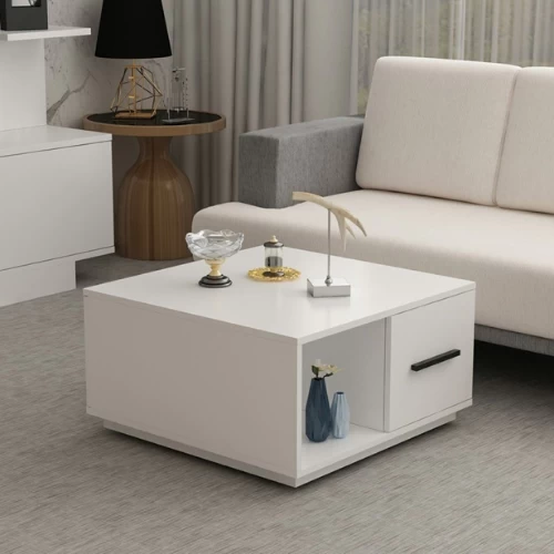 White Coffee Table - 75x75x40 cm-CFTW-040