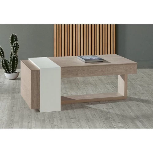Coffee Table - White and Beige - 45x120x45 cm-CFTW-045