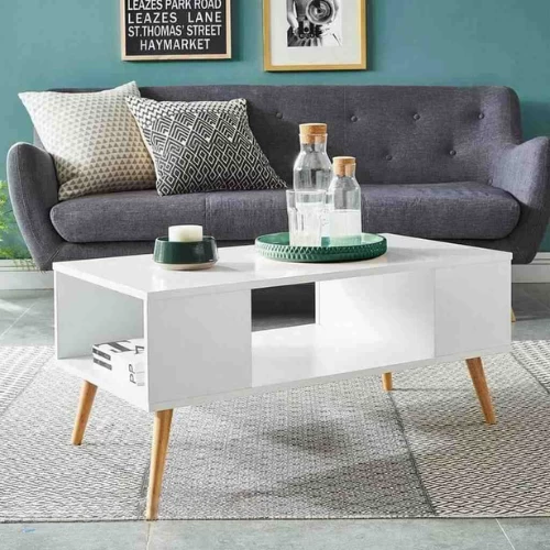Coffee Table - White and Beige - 50x120x45 cm-CFTW-046