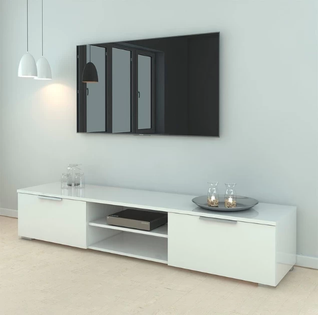 TV Stand - White - 160x30x40 cm