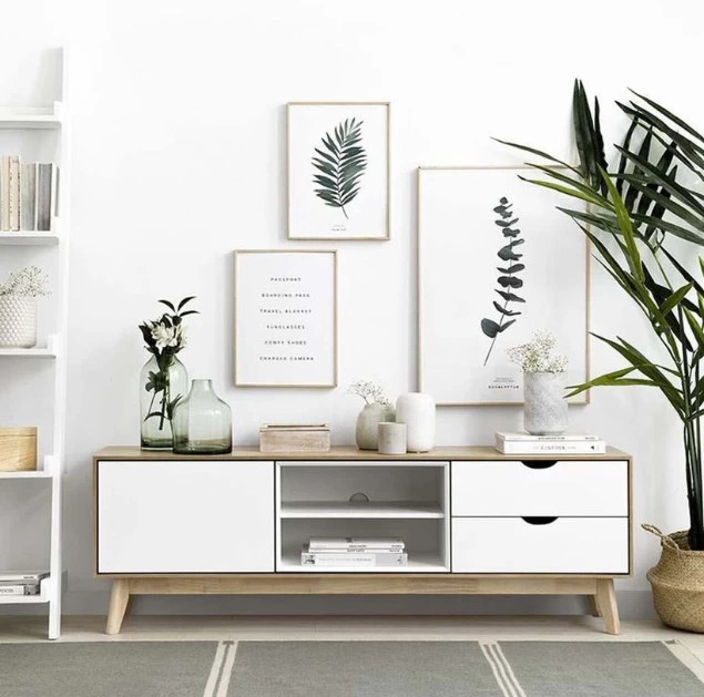 TV Stand - White and Beige - 150x30x45 cm-TVU-018