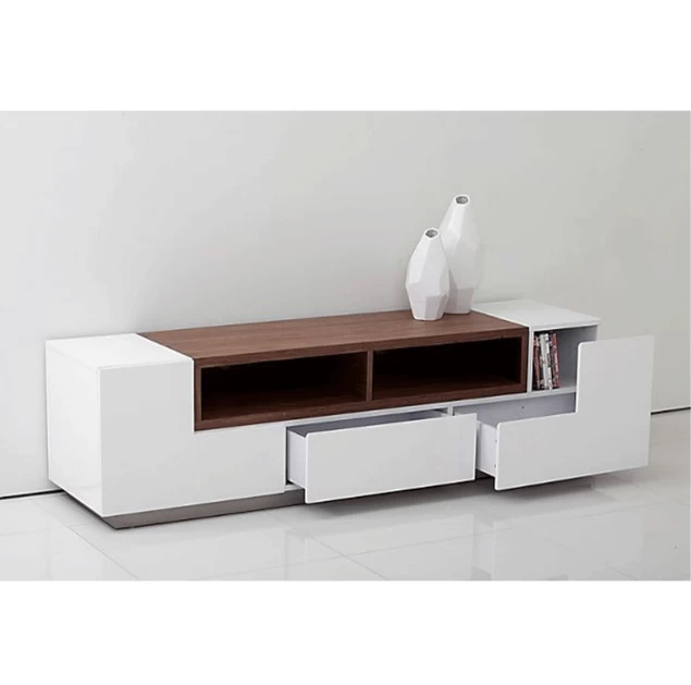 TV Stand - White and Brown - 150x40x45 cm-TVU-025