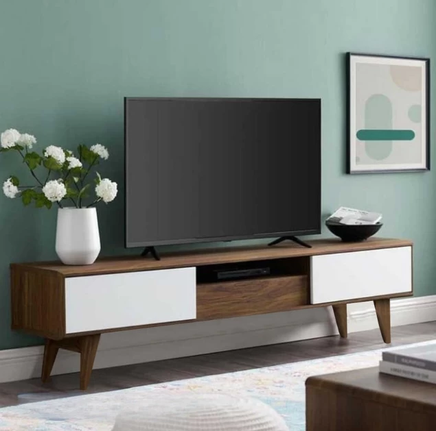 TV Stand - Brown and White - 180x30x45 cm-TVU-028