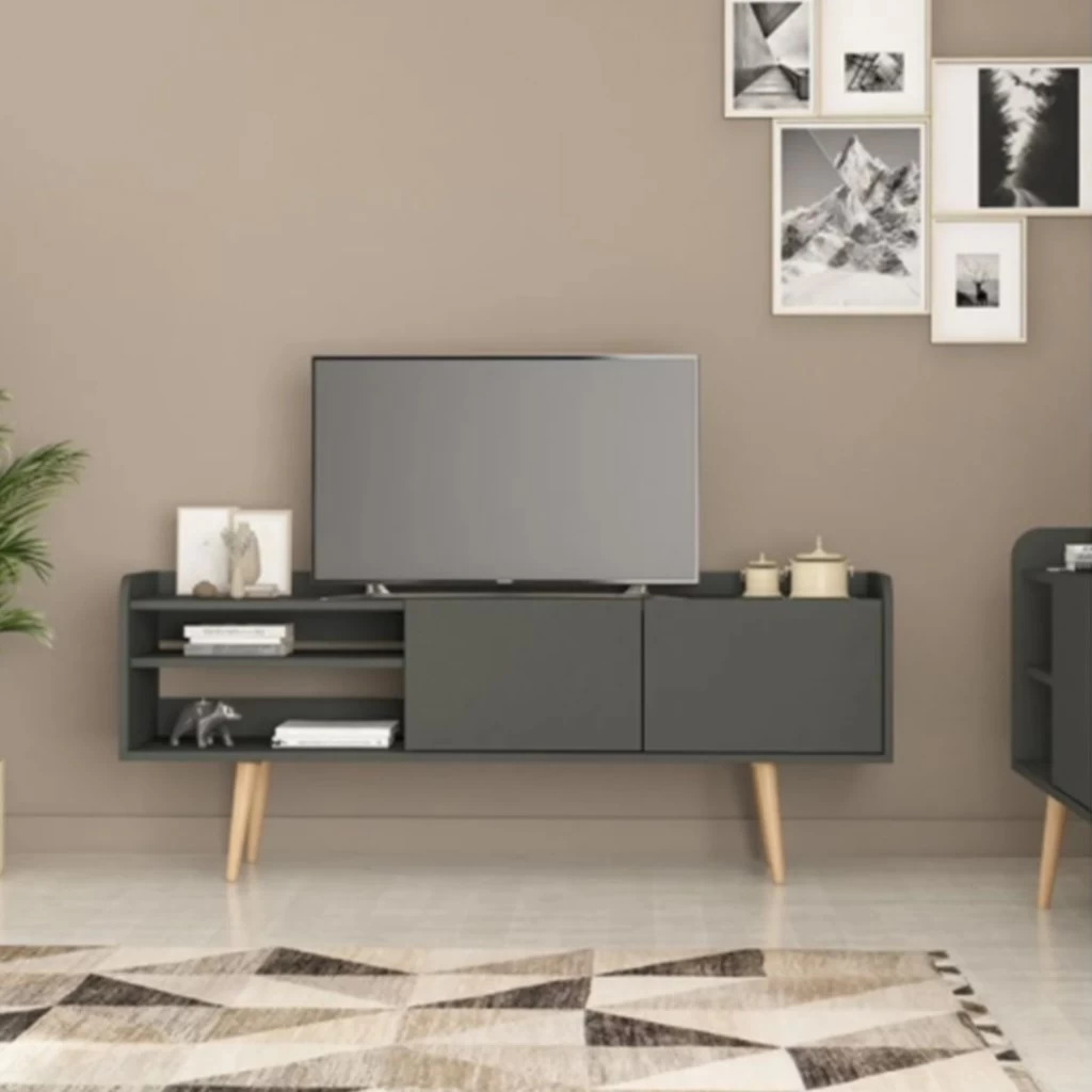 TV Stand - Black & Beige - 160x60x35 cm-TVU-031