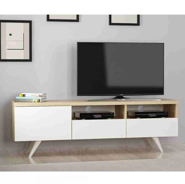TV Stand - White & Beige - 150x46x35 cm-TVU-032