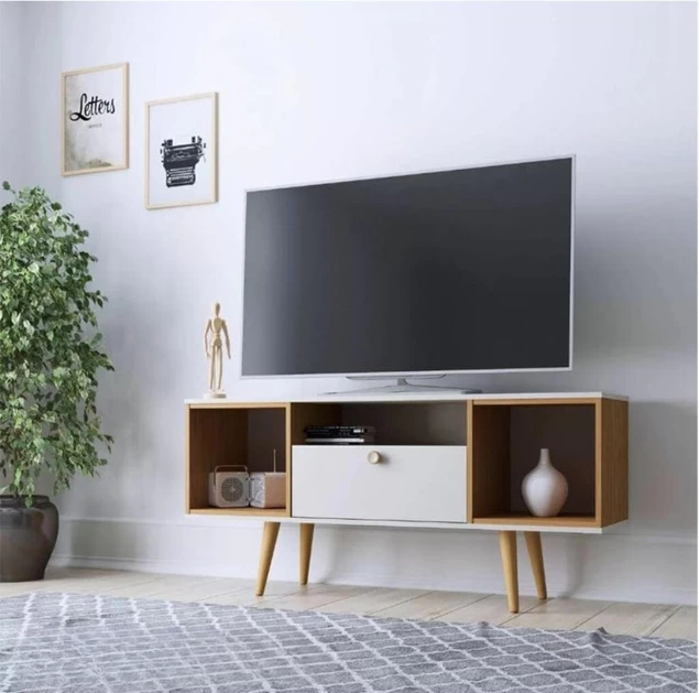TV Stand - White & Beige - 160x60x30 cm-TVU-033