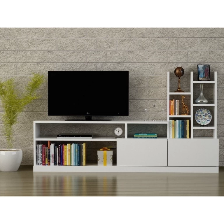 TV Stand - White - 164x25x92 cm-TVU-038