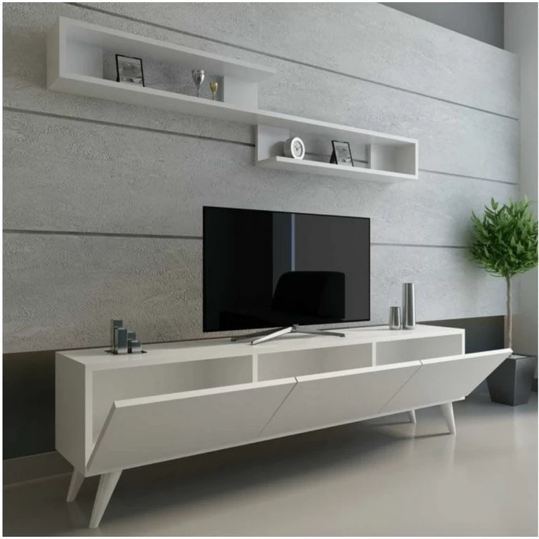 TV Stand - White - 150x31x44 cm-TVU-039
