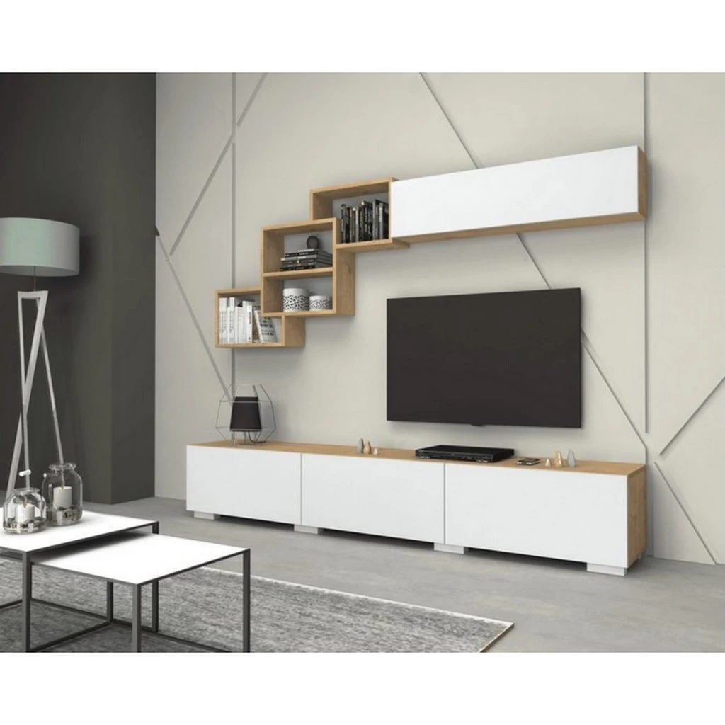TV Stand - Beige and White - 210x35x39 cm-TVU-040