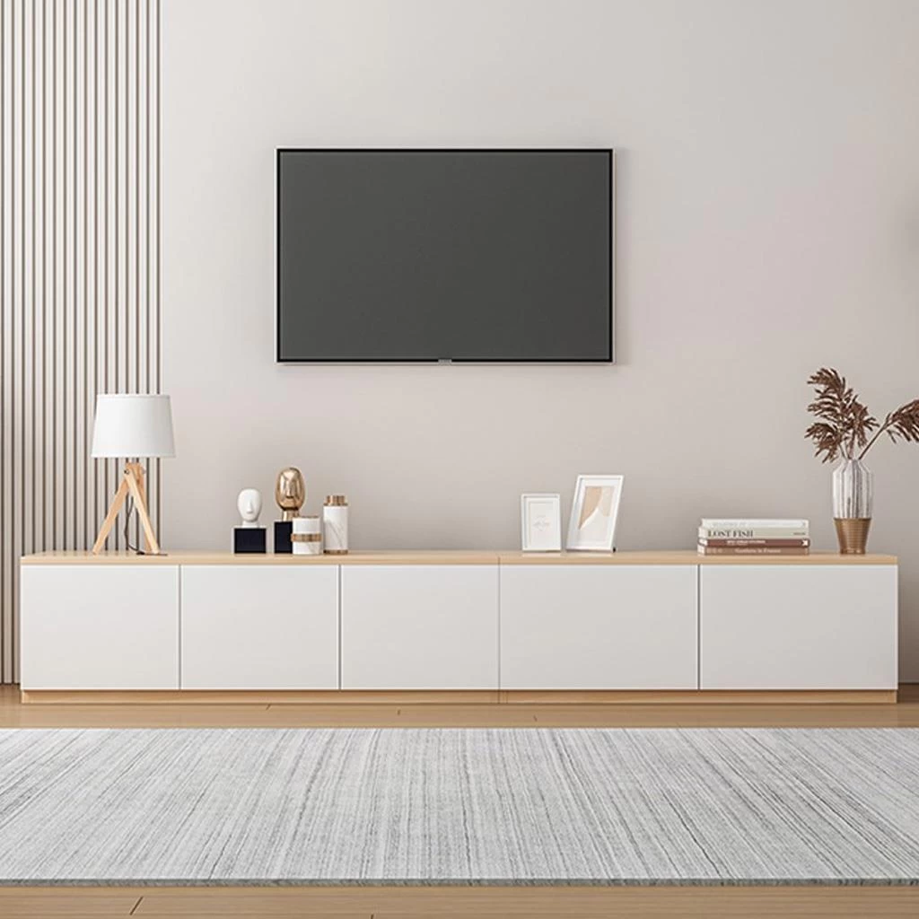 TV Stand - White and Beige - 180x40x30 cm-TVU-046