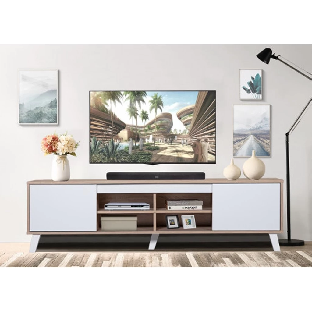 TV Stand - White and Beige - 160x50x30 cm-TVU-048