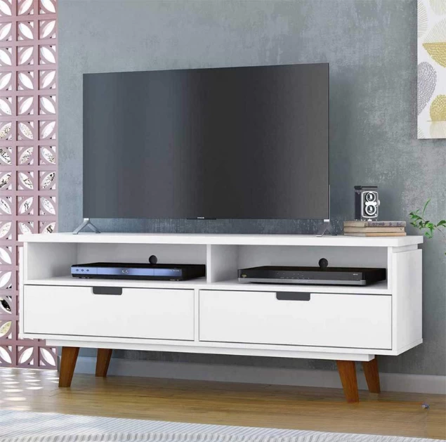 TV Stand - White and Brown - 160x55x40 cm-TVU-051