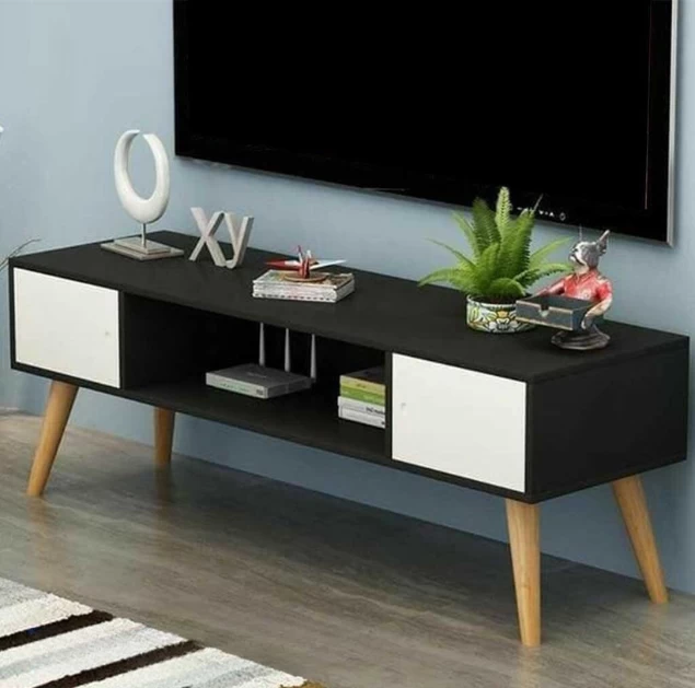 TV Stand - White and Black - 120x50x30 cm-TVU-056