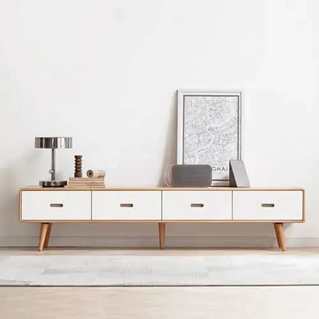 TV Stand - White and Beige - 180x30x45 cm-TVU-060