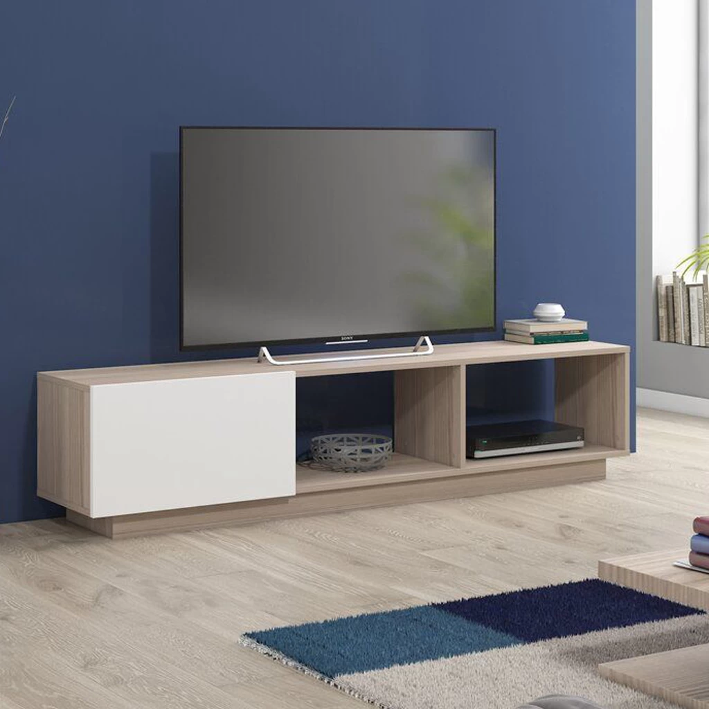 TV Stand - White and Beige - 150x35x45 cm-TVU-061