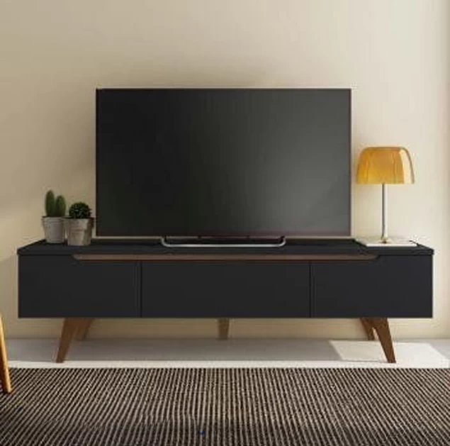 TV Stand - Black and Brown - 150x40x55 cm-TVU-062