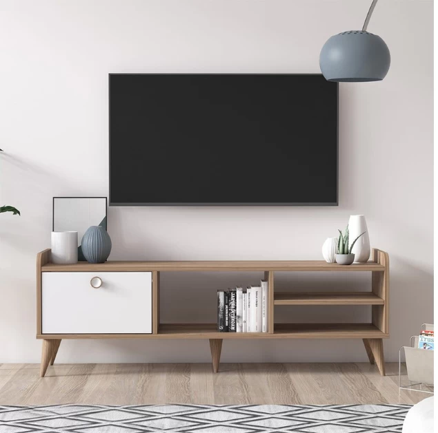 TV Stand - White & Beige - 140x49x35-TVU-066