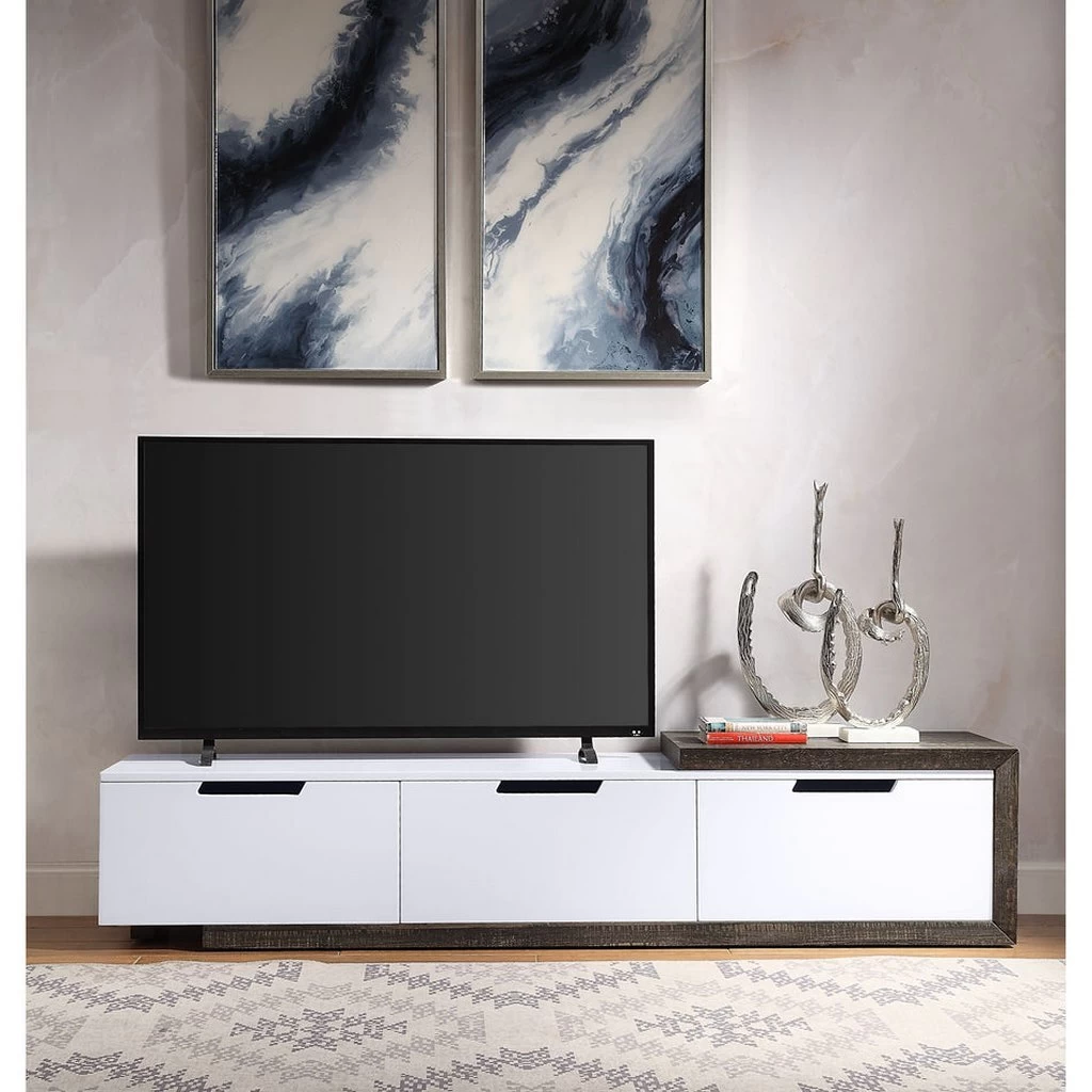 TV Stand - White and Black - 180×40×40 cm-TVU-074