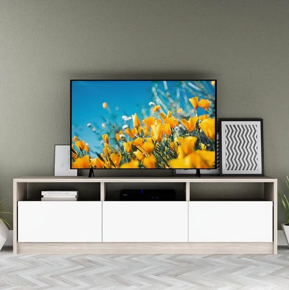 Modern White & Beige TV Unit – Elegant & Practical-TVU-080