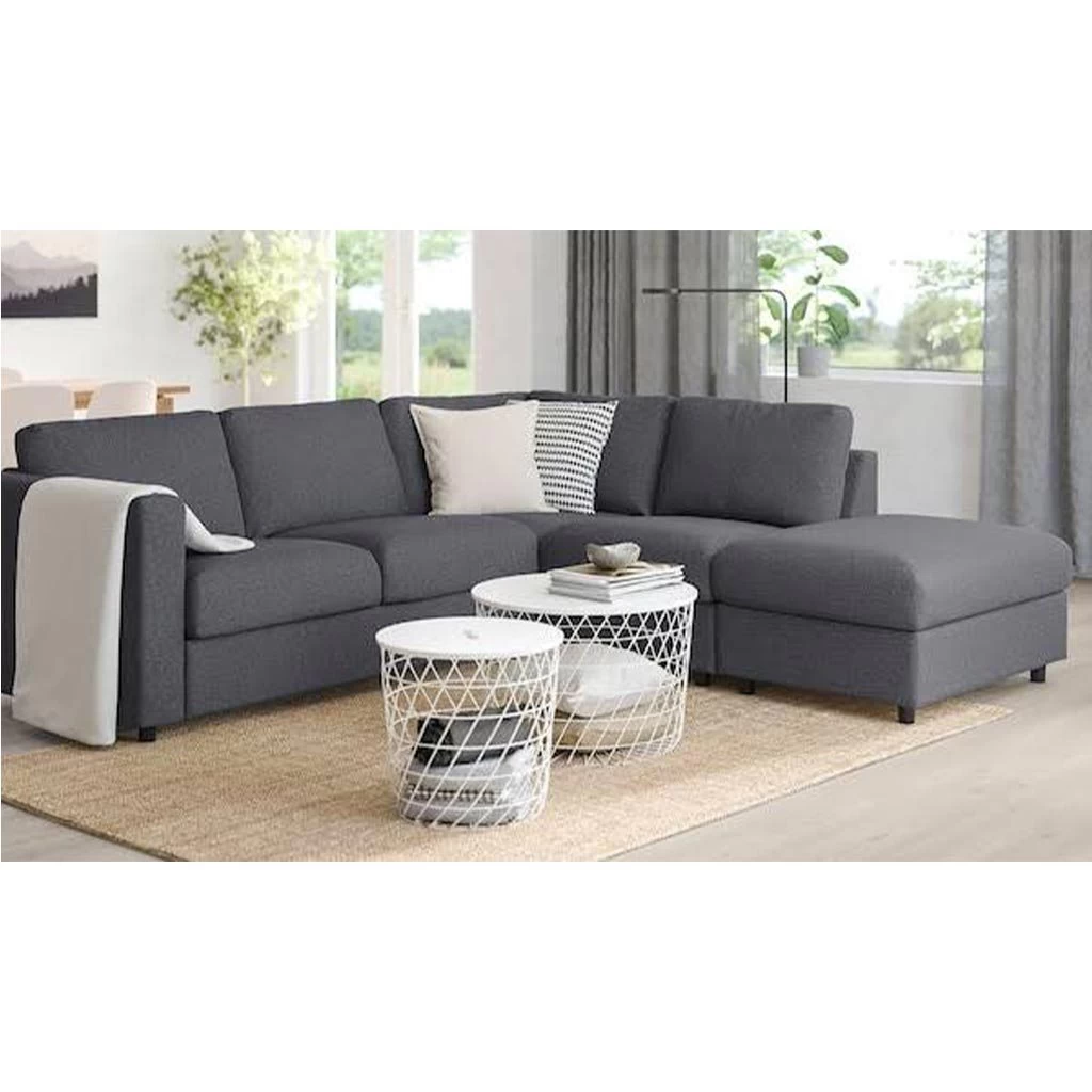 Gray Velvet Corner Sofa with Separate Ottoman – 250×250 cm-CRS-001